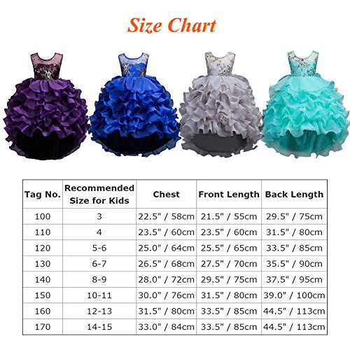 Ruffle Flower Girl Princess Dress For Wedding Pageant Party Ball Gown Birthday Cocktail Tutu Retro Vintage Bridesmaid Turquoise Green 5-6 Years #TOP4