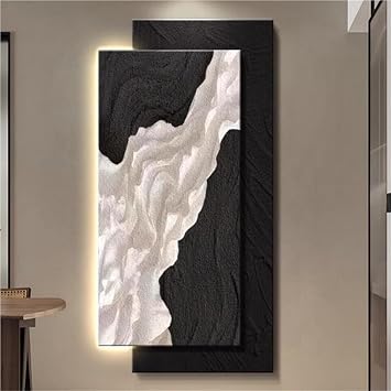 Wall Decoration with Lights, 3D Wall Art Decor, Relief LED Decorative Painting, Modern Wall Sculptures, Plug-in Power Supply Wall Hanging Painting for Living Room, BedroomB,47.2x23.6in