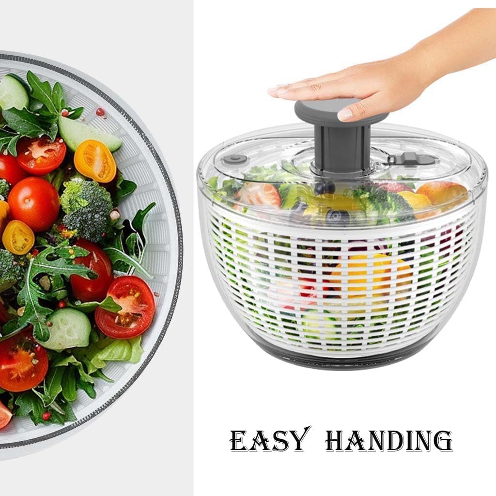 X&E Salad Spinner | Lettuce Spinner | Fruit Washer | Fruit Washing Bowl with Strainer | Vegetable Cleaner | Salad Cleaner | Lettuce Washer | 6 Quart Capacity