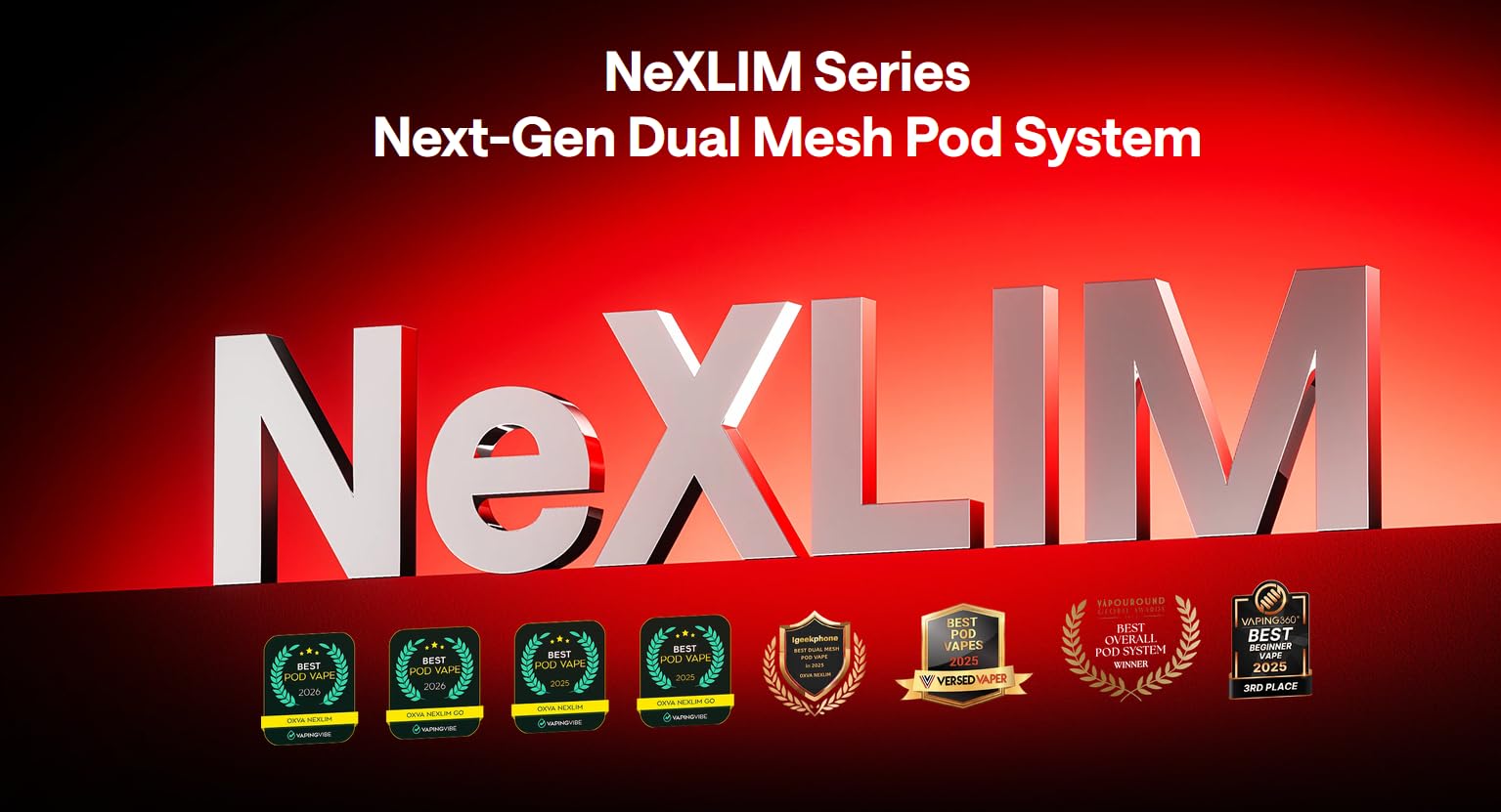 OXVA NeXLIM 2 Kit Pod 40W – Batterie 2000mAh | Double Maille Dual Mesh UniTech 3.0 | Pod 2ml 30 Recharges | Ce produit ne contient pas de sticks, de cartouches préremplies ou de recharges