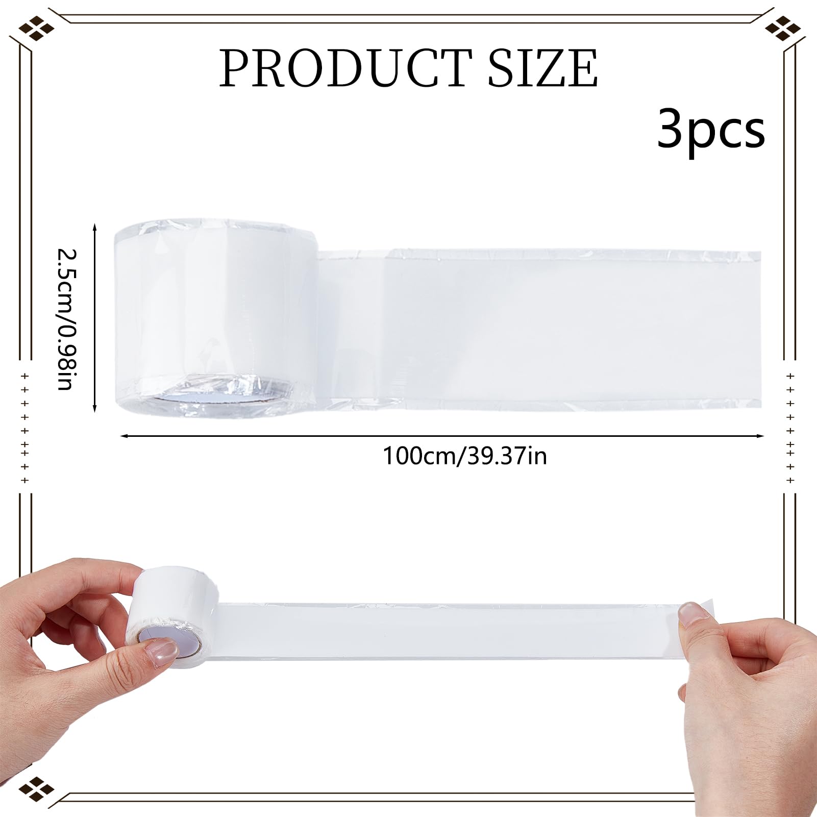 NICENEEDED 3 Rollo de Banda para Embutir Bocados de Caballo, Cinta Elástica de Silicona de 2.5cm X 1 m para Proteger la Broca de Caballos, Ideal para Equinos Y Ecuestres.