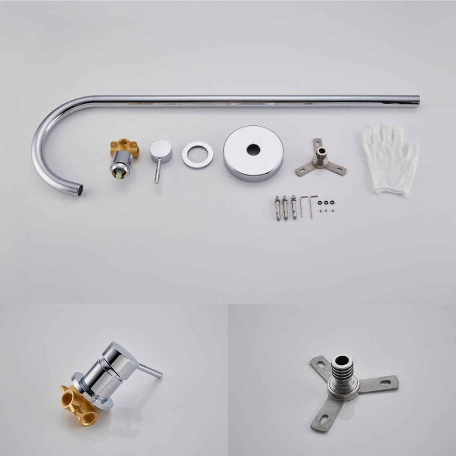 CMBSSTFC Rubinetti da Bagno a Scomparsa Rubinetto Miscelatore per Vasca da Bagno freestanding a Collo di Cigno con Montaggio a Pavimento Cromato in Ottone, Cromato