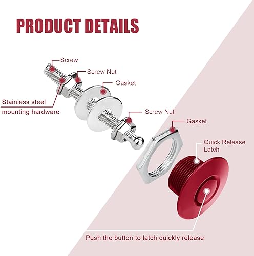 Miniatura 3 de ZKFAR Pack-4 pasadores para capó de automóvil, clip de bloqueo de parachoques, pasadores de capó de botón de 1.18 pulgadas, hebilla envolvente de