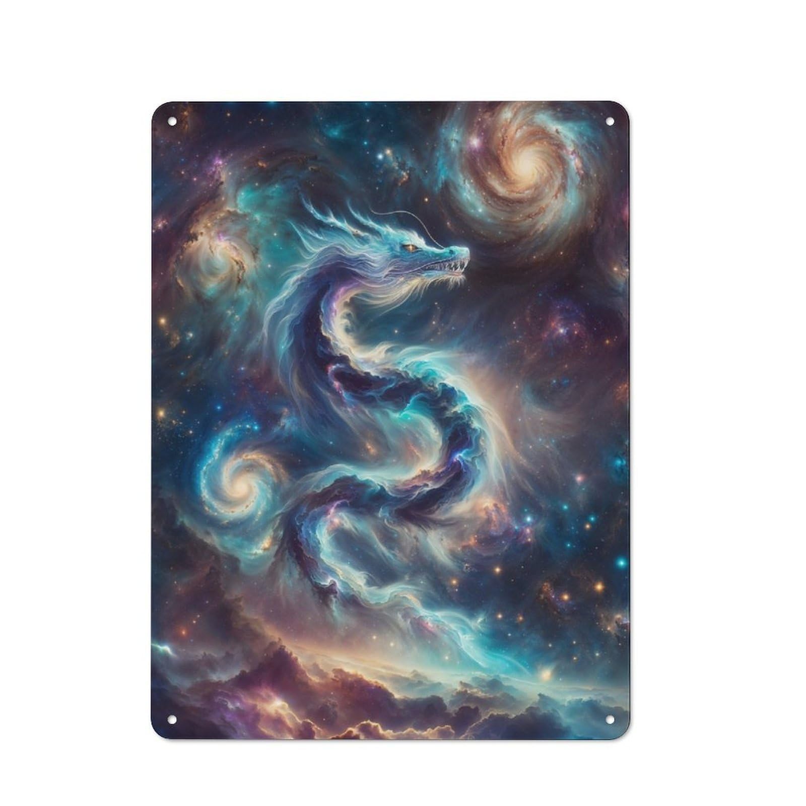 Junmoney Celestial Stardust Dragon Rustic Metal Sign 40X30cm For Hallway Wall, For Collectors Of Rustic Metal Wall Decor