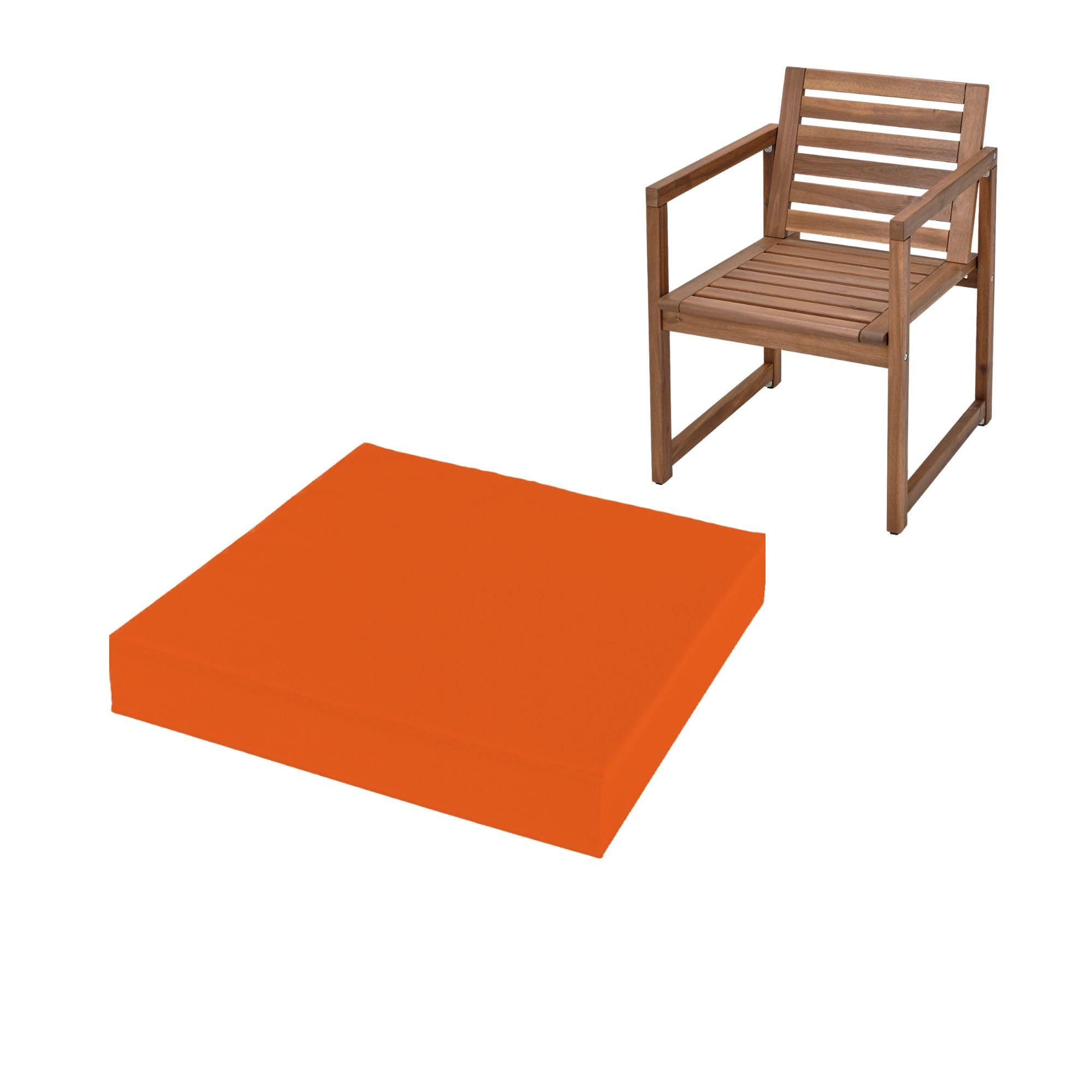 FIVE MOONS 4cm Thick Waterproof Chair Cushion Seat Foam Pad For Kitchen Dining Living Room & Garden Patio Rattan Furniture Removable Zipped Cover (Orange, 22" x 22" (56 x 56 cm))