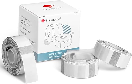 Phomemo Etiqueta adhesiva de cinta térmica transparente para etiquetadoras Q31D30, 12 "x 1 18" (0.551 in x 1.181 in), fuerte adherencia,