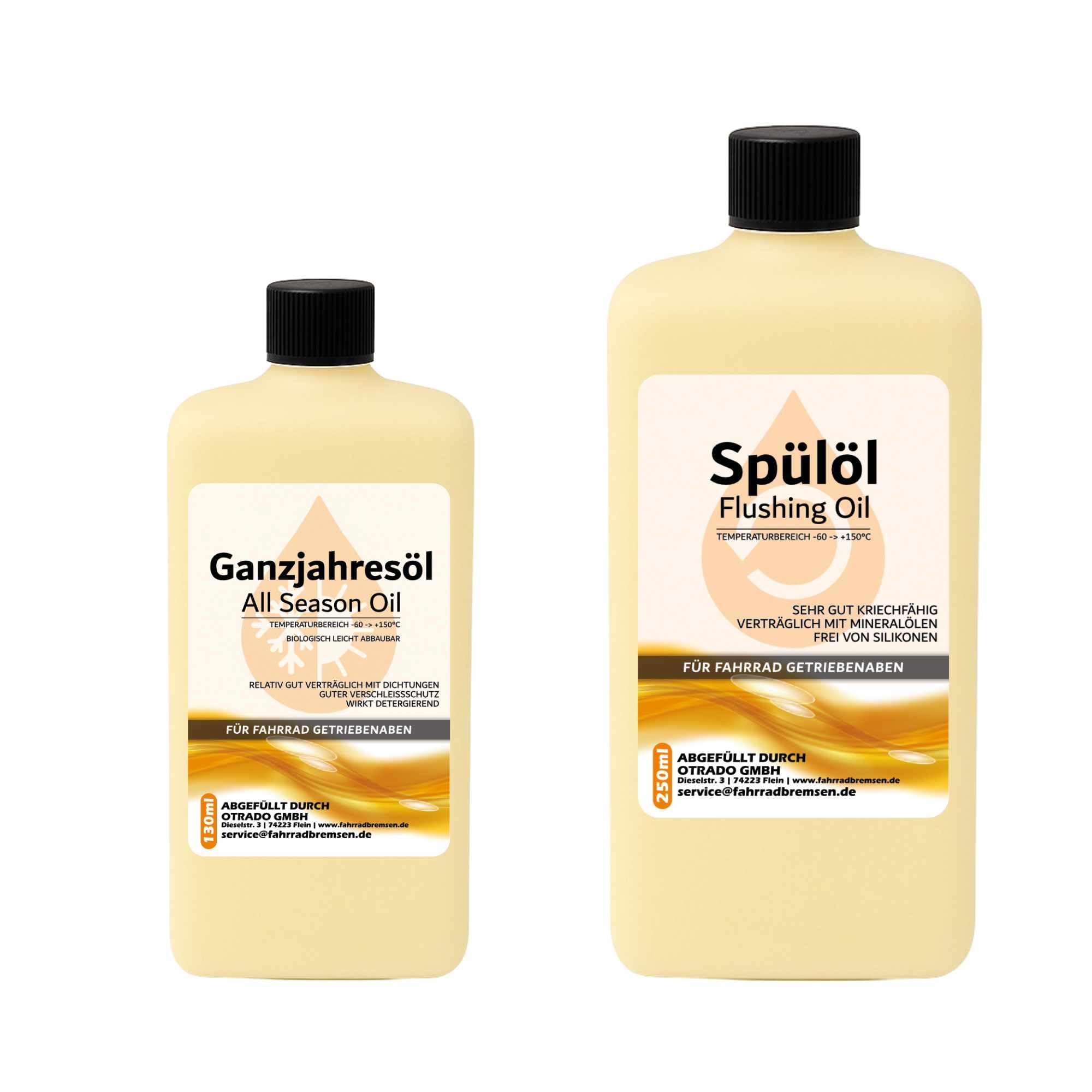 Öl-Set für Rohloff Speedhub 500/14 – 130 ml Ganzjahresöl + 250 ml Spülöl – Wartungsset für Nabenschaltung