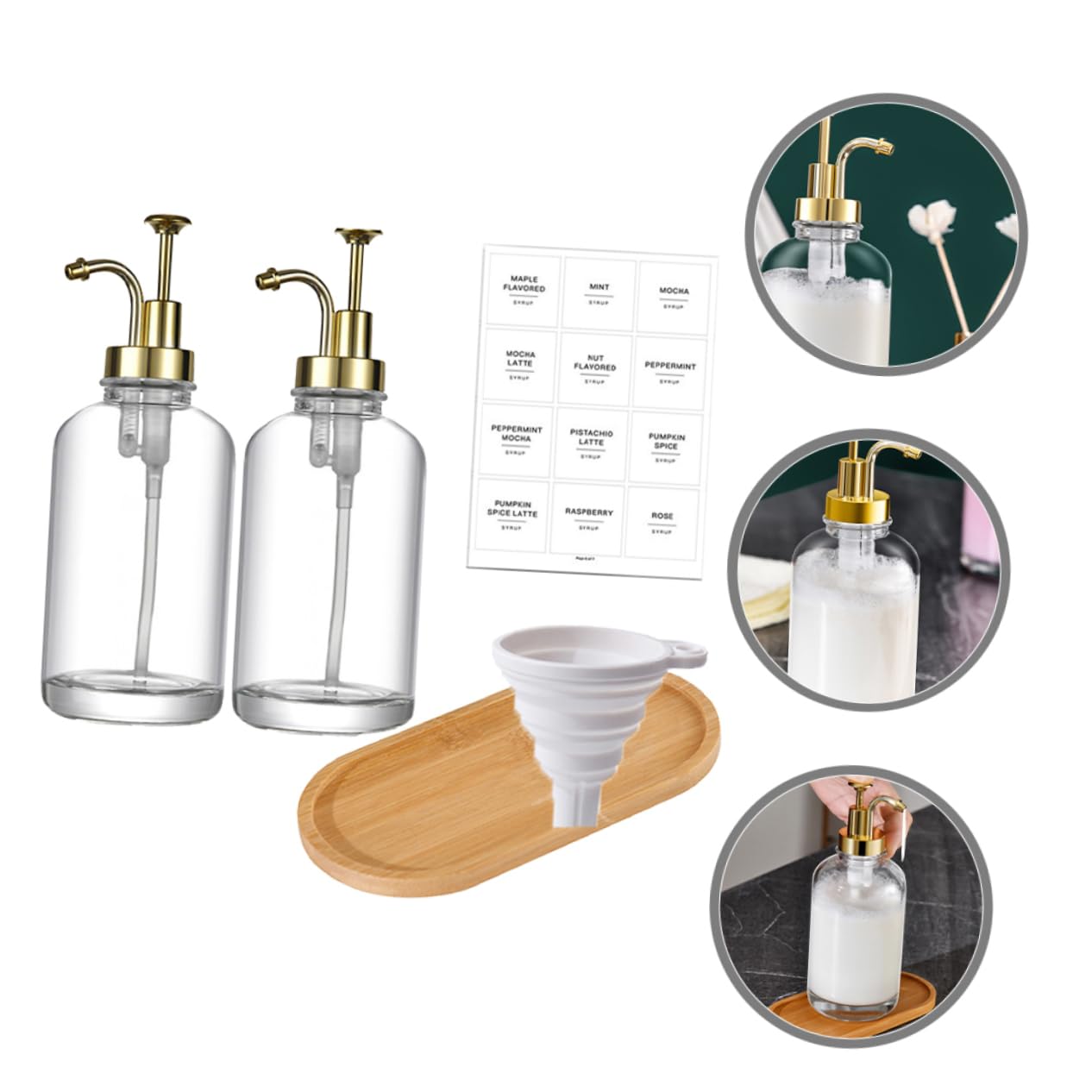 PRETYZOOM 500ml Dispensador De Jabón Líquido Vidrio Pulsador Multifuncional Compacto para Cocina y Baño