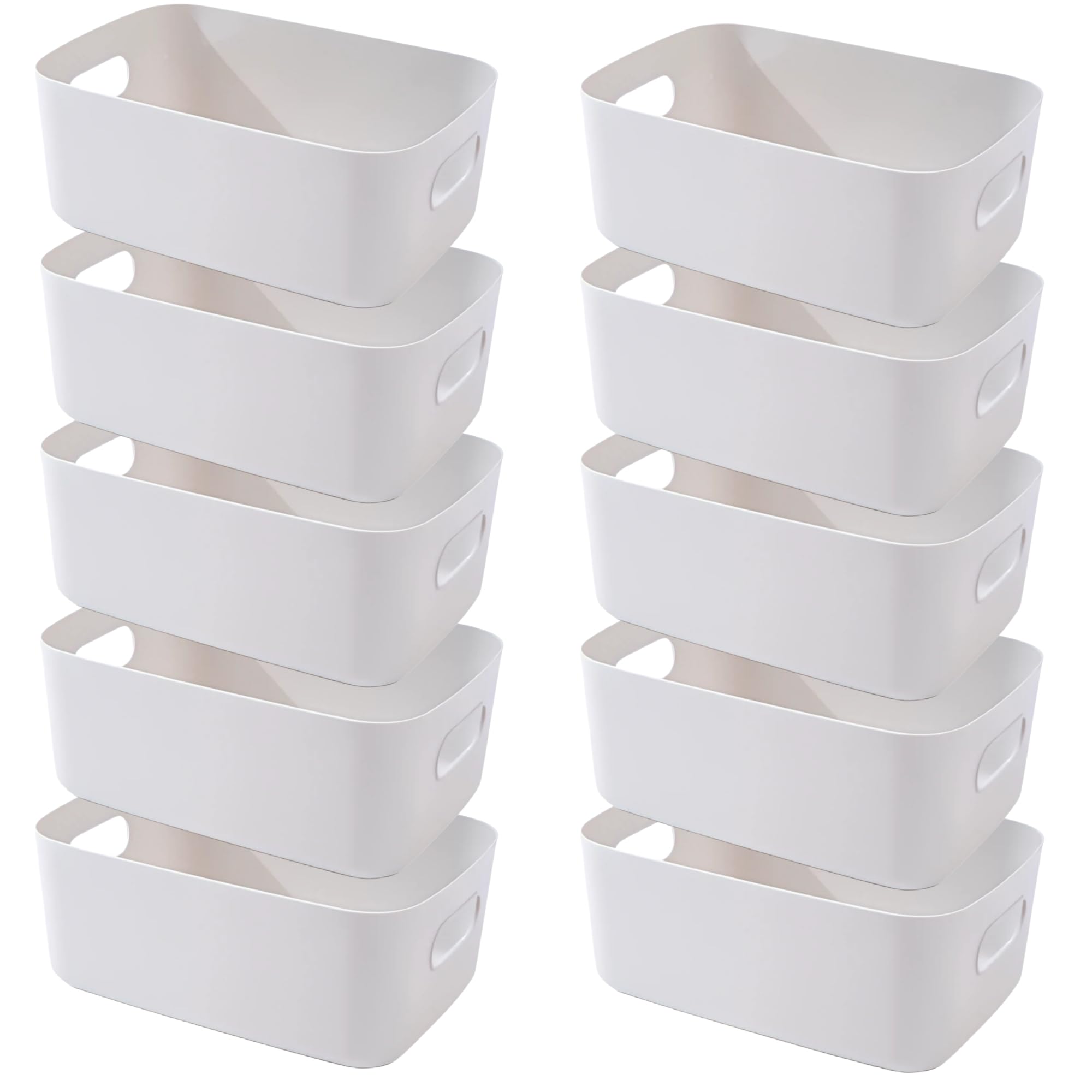 Cajas Almacenaje Plastico con Asa,Cajas Organizadoras de Plastico Adecuados para Usar en el Armario,la Cocina o el Baño (Gris, 30 x 20 x 12 cm/10 Pcs)