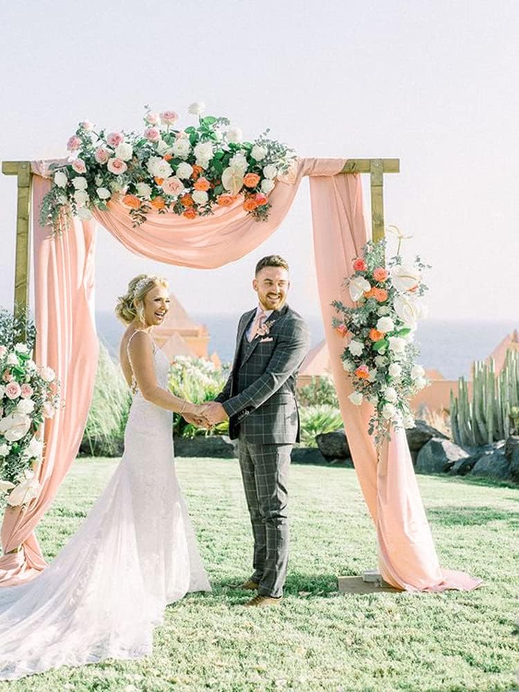 Amazon.com : MoKoHouse Wedding Arch Drapes Fabric 3 Panels Light Peach  Chiffon Fabric Photography 6 Yards Sheer Drapes for Wedding Backdrop  Ceremony Stage Reception Decoration : Electronics