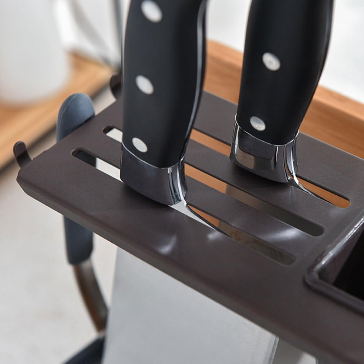 Support de Rangement Cuisine Multifonction pour Baguettes et Couteaux Noir