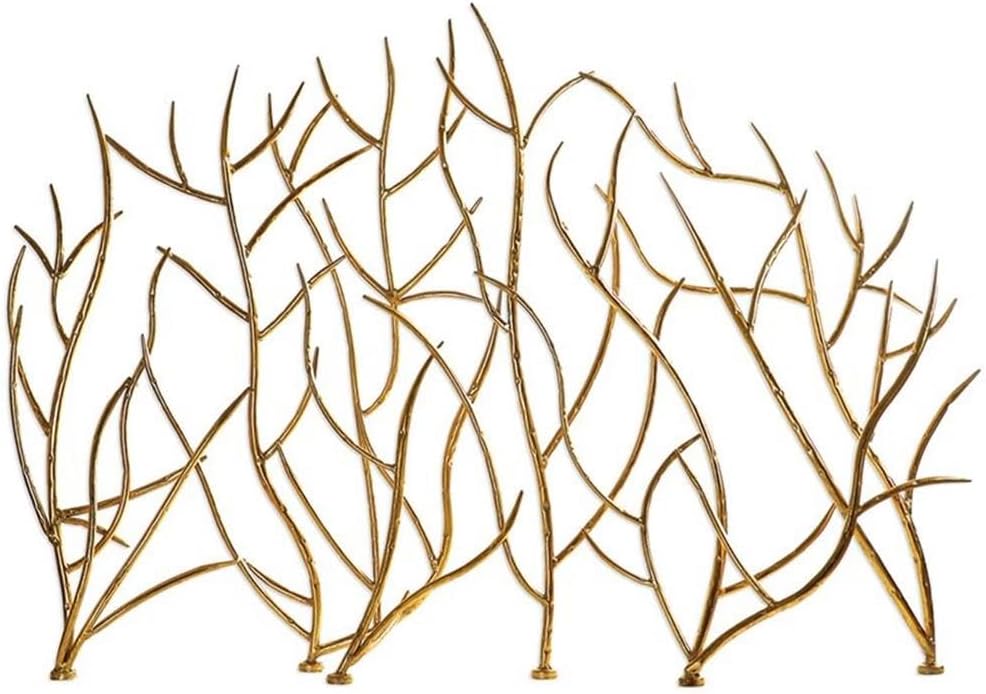 Bowery Hill 32" x 48" Contemporary/Coastal Metal Iron Decorative Fireplace Screen, Premium Quality Materials, Unique High-Style Design, in Gold Finish