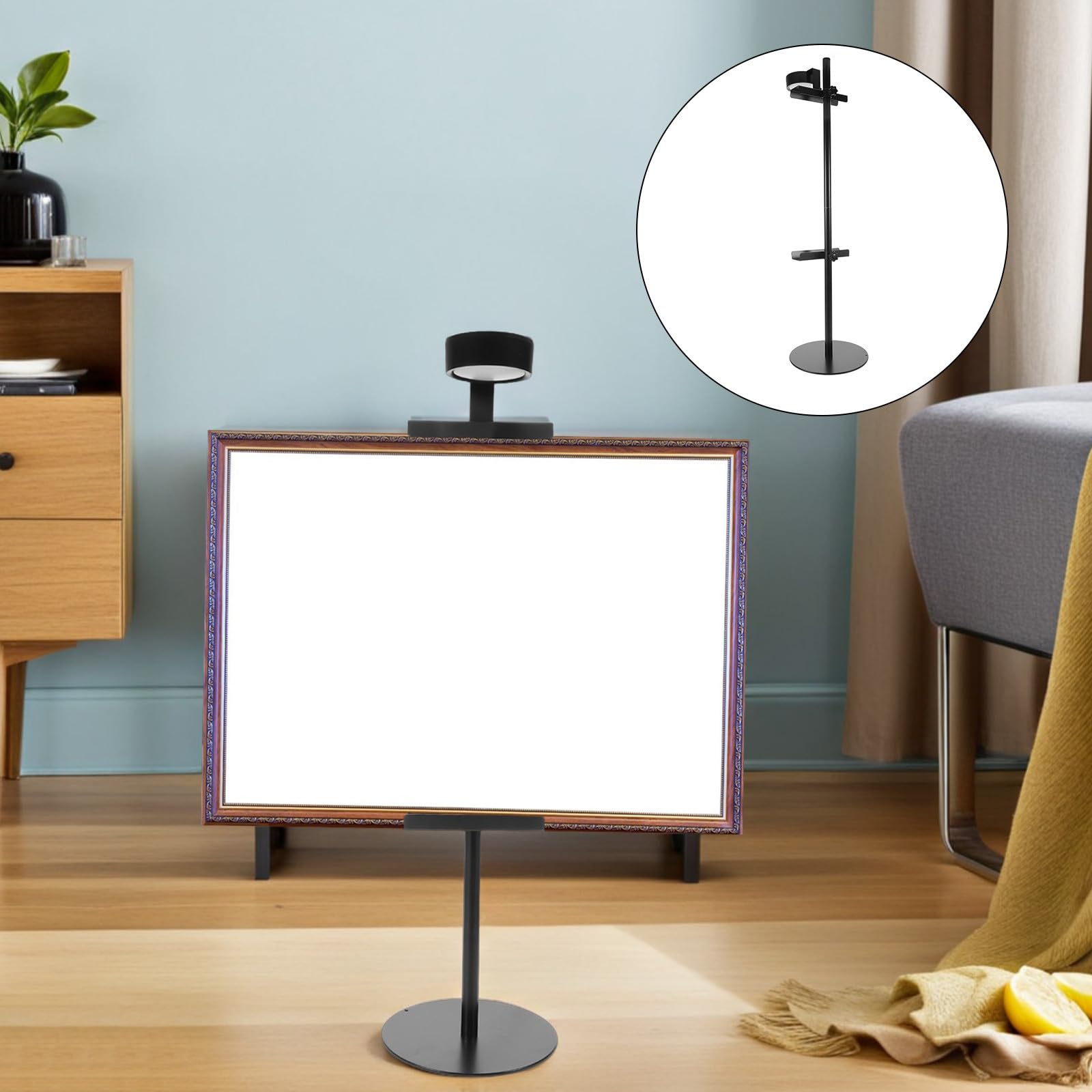 Générique Chevalet de Table Réglable en Fer Noir avec Éclairage Intégré