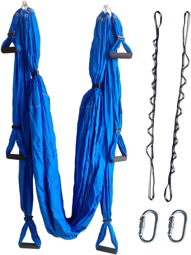 Flying Aerial Yoga Hammock Yoga Inversion Sling Trapeze for Body Building Workout Fitness with Daisy Chain&carabiners(5 Colors Choice)