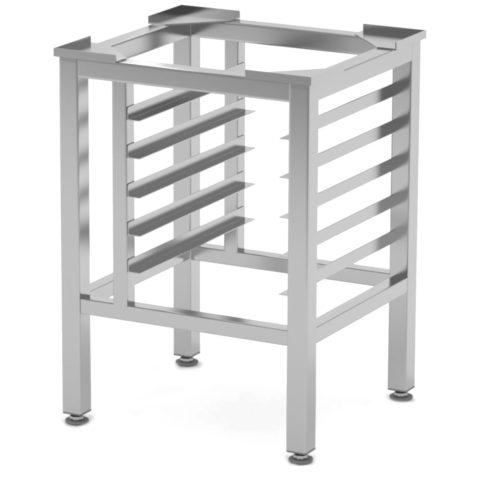 HENDI Untergestell, für HENDI Kombidämpfer und Backöfen, mit 5 Haltern für GN1/1 Backbleche und Roste, höhenverstellbare Beine, 610x560x(H)620mm, Edelstahl