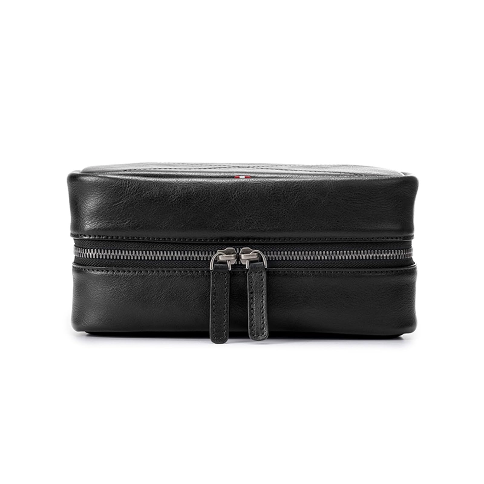 Kulturbeutel aus Leder for Herren – Reise-Dopp-Set und Hygiene-Organizer, perfekte Kultur-Reisetasche for Herren(Black)