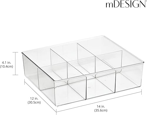 Miniatura 4 de mDesign Contenedor de plástico con 12 compartimentos divididos para cajones y clósets, organizador para bufandas, calcetines, corbatas, brasieres y