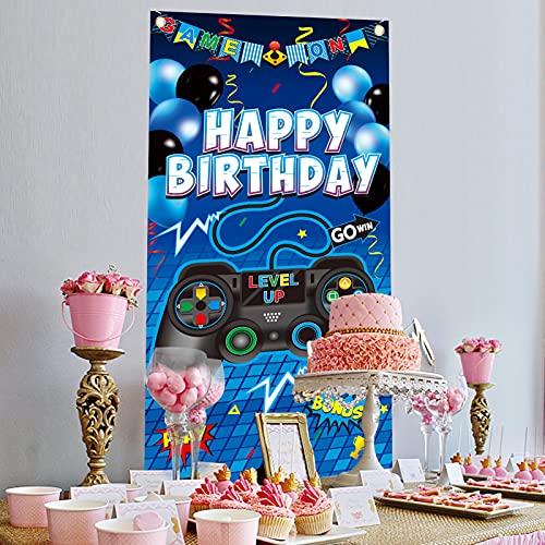 Video-Game-Happy-Birthday-Party-Supplies-Video-Gaming-Door-Banner-Blue-Gamer-Room-Door-Backdrops-for-Boy-Game-Controller-Themed-Birthday-Door-Cover-Decoration | A2Z Smartstore