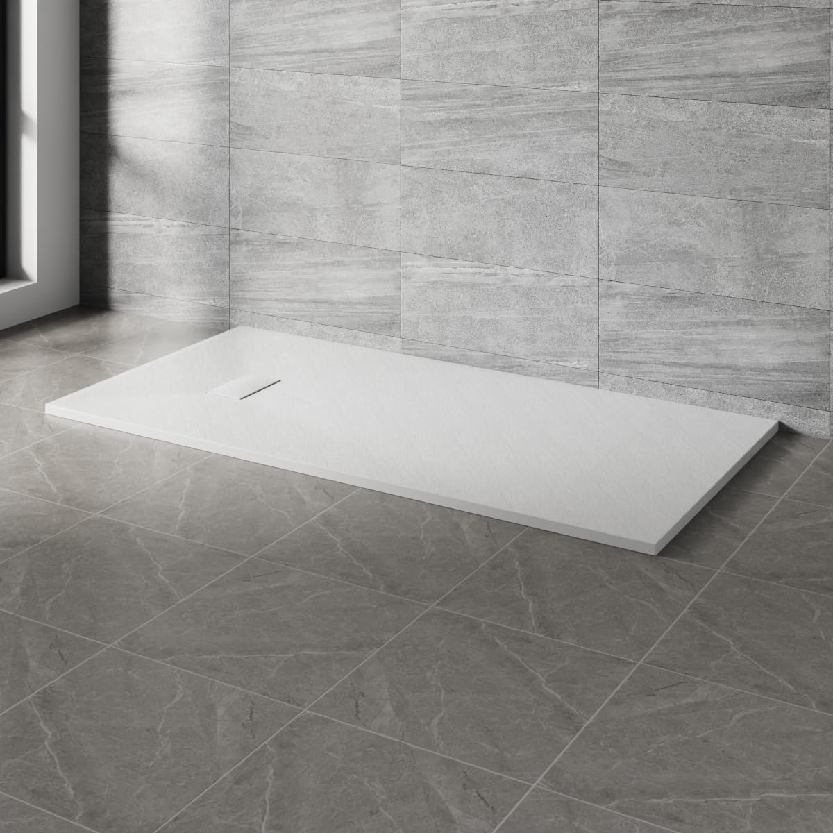 NRG 1800x900mm SMC Rectangle Shower Tray White with Fast Flow Waste for Bathroom Enclosures