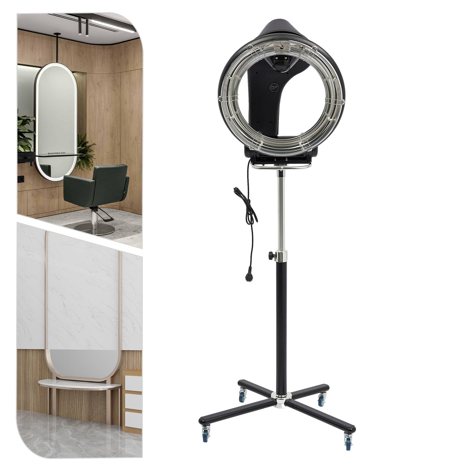 3 in 1 Orbital Infrarot Haartrockner, Salon Haartrockner, Haartrockner 950W, höhenverstellbar 52,76-68,11 Zoll, Timer 0-60 Minuten, Trockenhaube für Friseursalons
