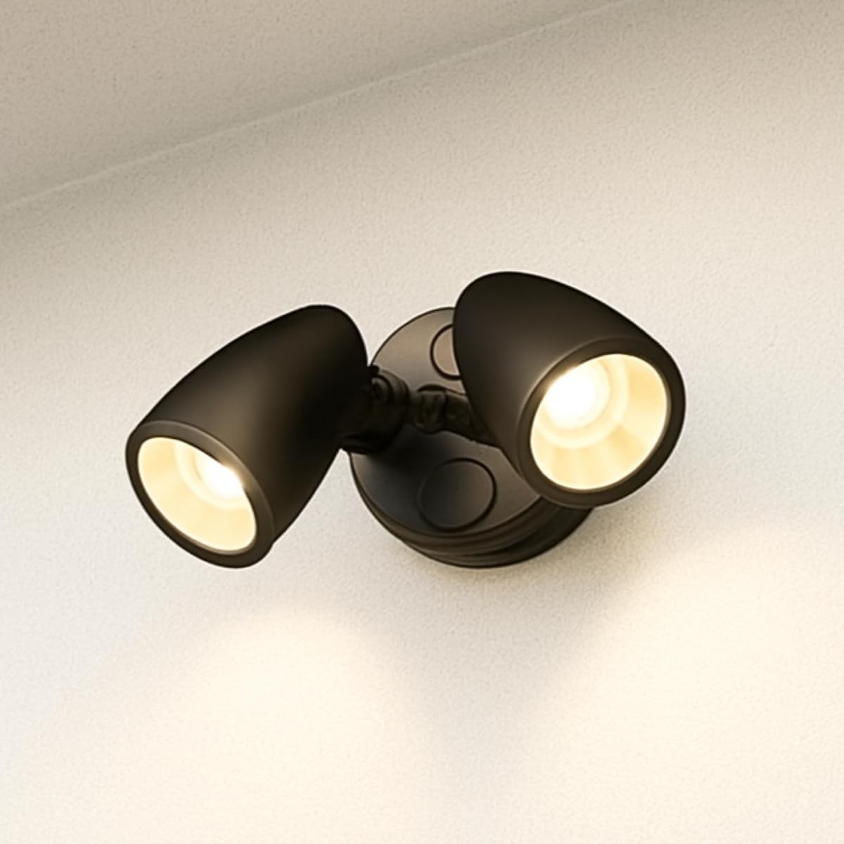 CGC Lighting Black Twin LED Spotlight Floodlight Outdoor Wall Light 2 Head Spot Security Adjustable Head Garden Porch Patio Lamp Slim Modern New Garage Shed (Security Light) - Image 4