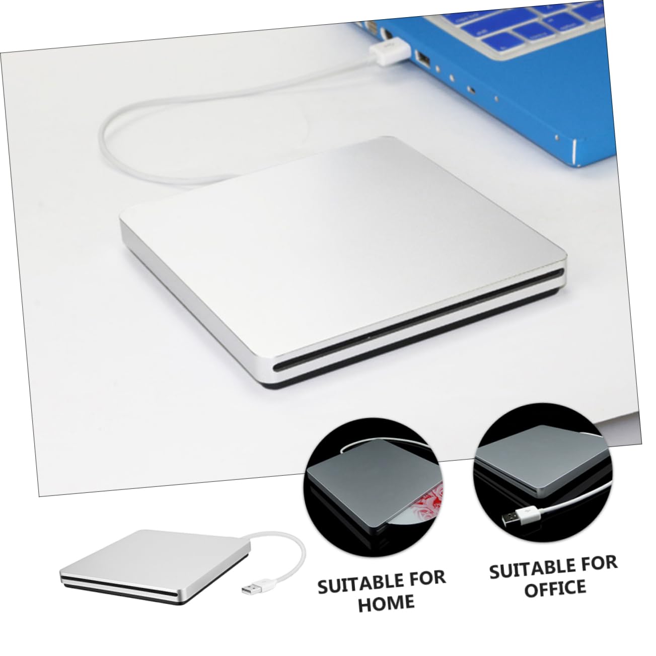 NUOBESTY Unità Dvd Portatile Masterizzatore Dvd Lettore USB per Computer Desktop Laptop Operativo Installazione Dati Veloce Materiale Duraturo Pratico Regalo Amici Familiari Trasporto