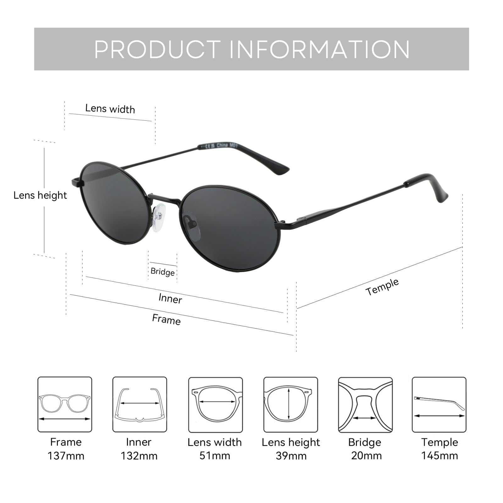 Ovale polarisierte Retro-Sonnenbrille für Damen und Herren, runde Sonnenbrillen