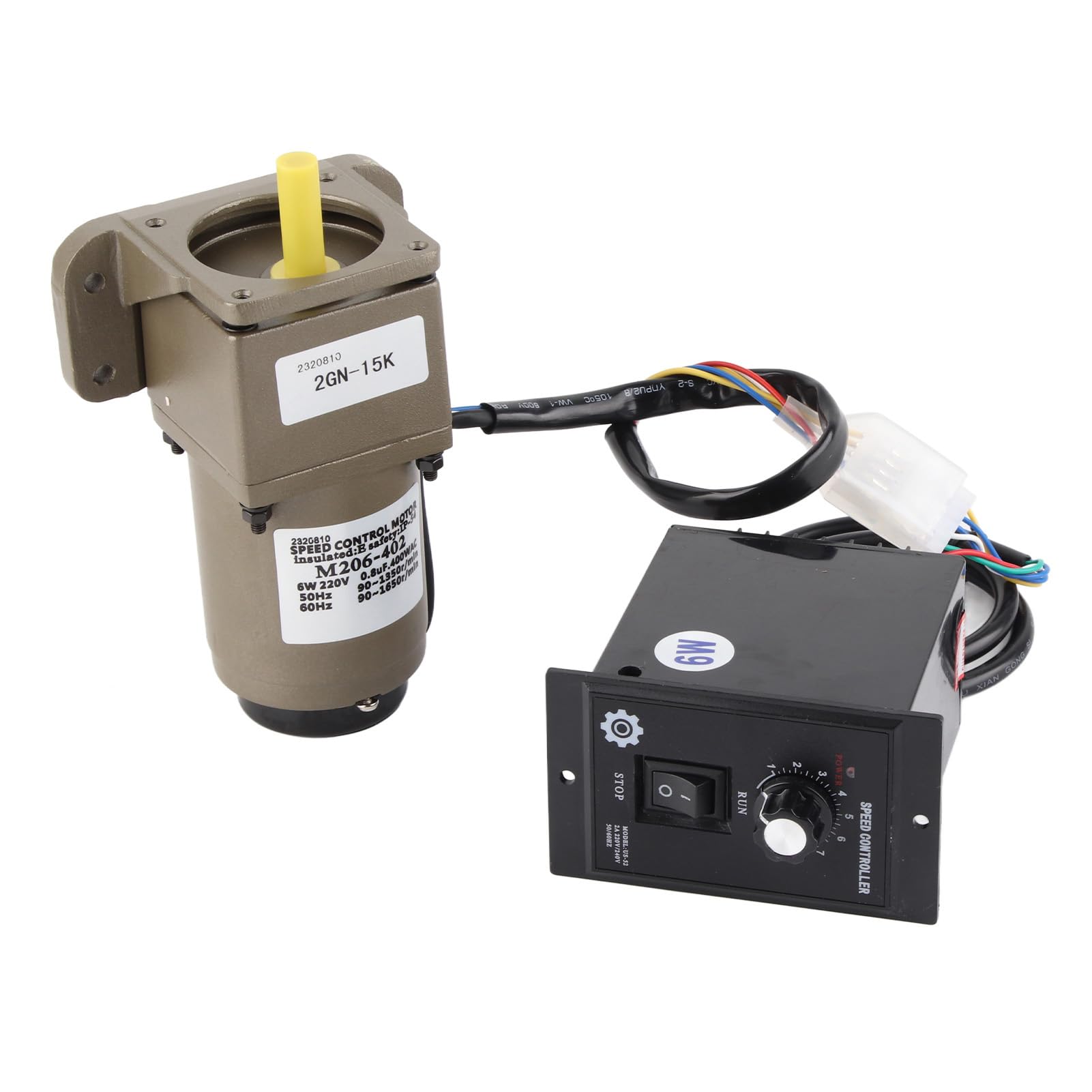 FTVOGUE Motor de Engranajes de CA Motor Asíncrono Monofásico de Metal 220 V 6 W Velocidad Ajustable 140 a 280 RPM de Desaceleración Reversible para Embalaje Equipo Transportador Textil (Relación de