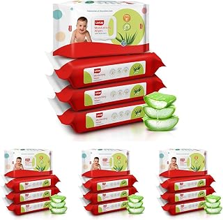 LuvLap Moisturising Wet Wipes with Lid for Baby Skin, Enriched with Aloe Vera, Vitamin E & Chamomile Extract, pH Balanced, Dermatologically Safe, Paraben & Sulphate Free, 72 Wipes, Pack of 16
