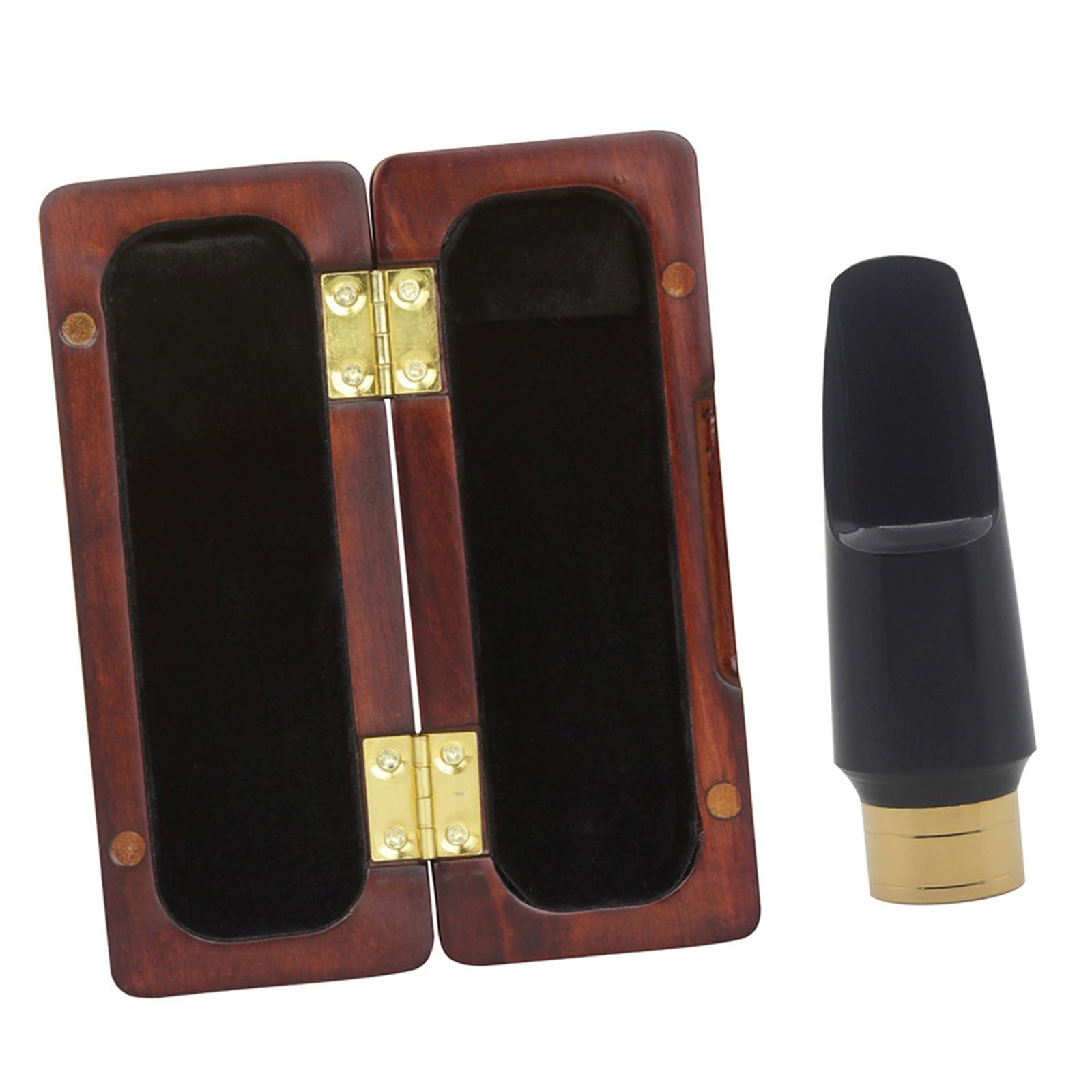 Boquilla Alto Estuche Para Boquilla De Saxofón De 2 Piezas + Boquilla (Estuche De Boquilla De Caoba, Boquilla De Oro Negro) Kit de Saxofón