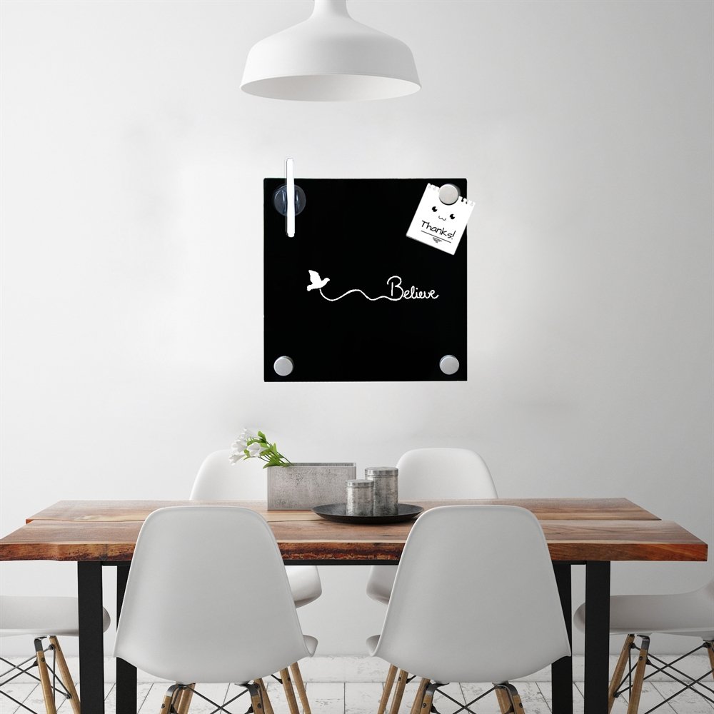 Melko Lavagna magnetica in vetro, lavagna magnetica, bacheca, 45 x 45 x 0,4 cm, colore nero
