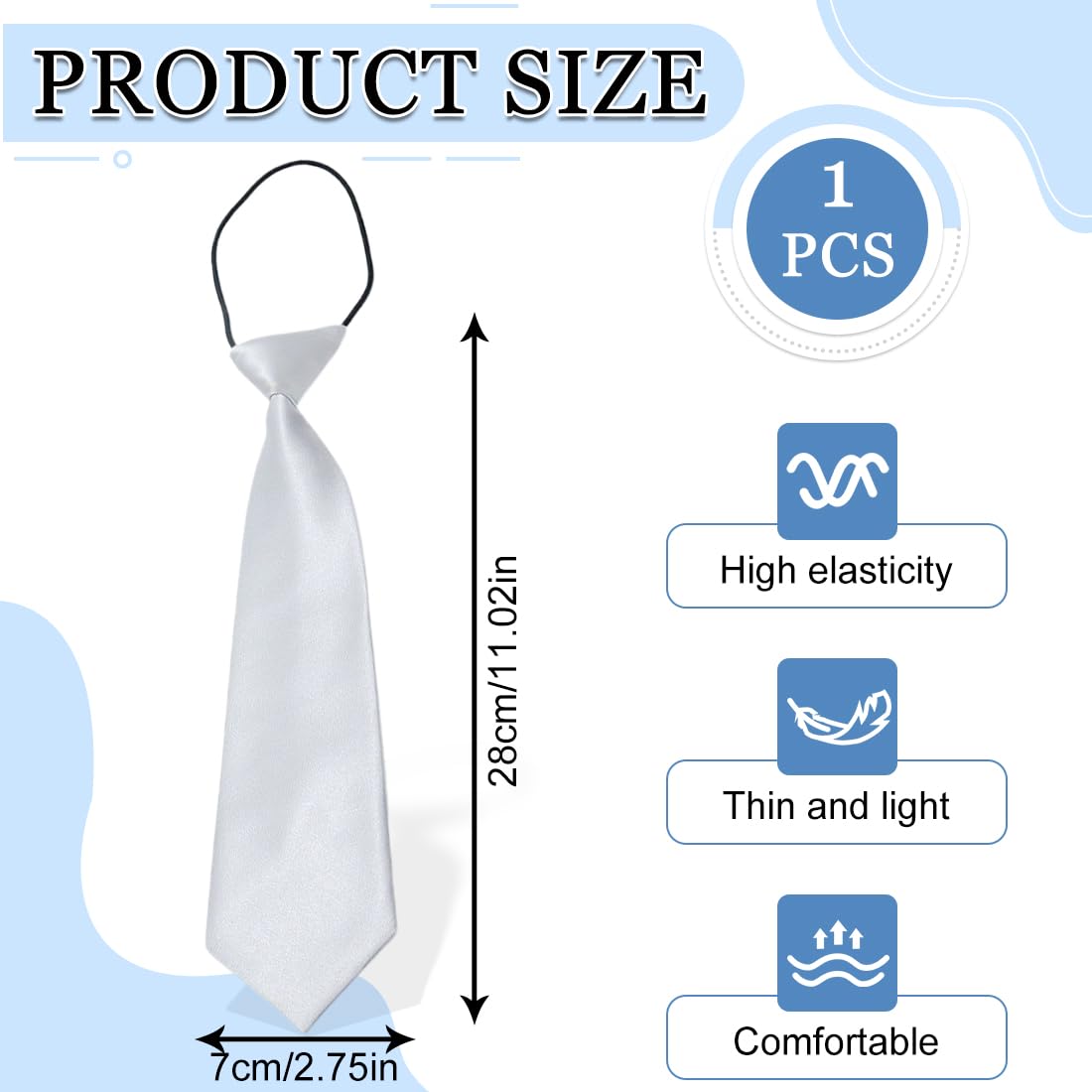 Corbata plateada para bebé con elástico – Efecto elegante