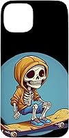 Vista 9 de iPhone 16 Cool Skeleton with Sweater on Skateboard for chilly Skater Case