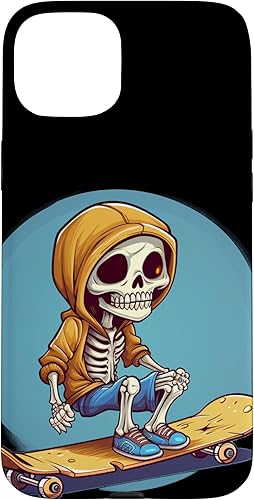 Miniatura 9 de iPhone 16 Cool Skeleton with Sweater on Skateboard for chilly Skater Case