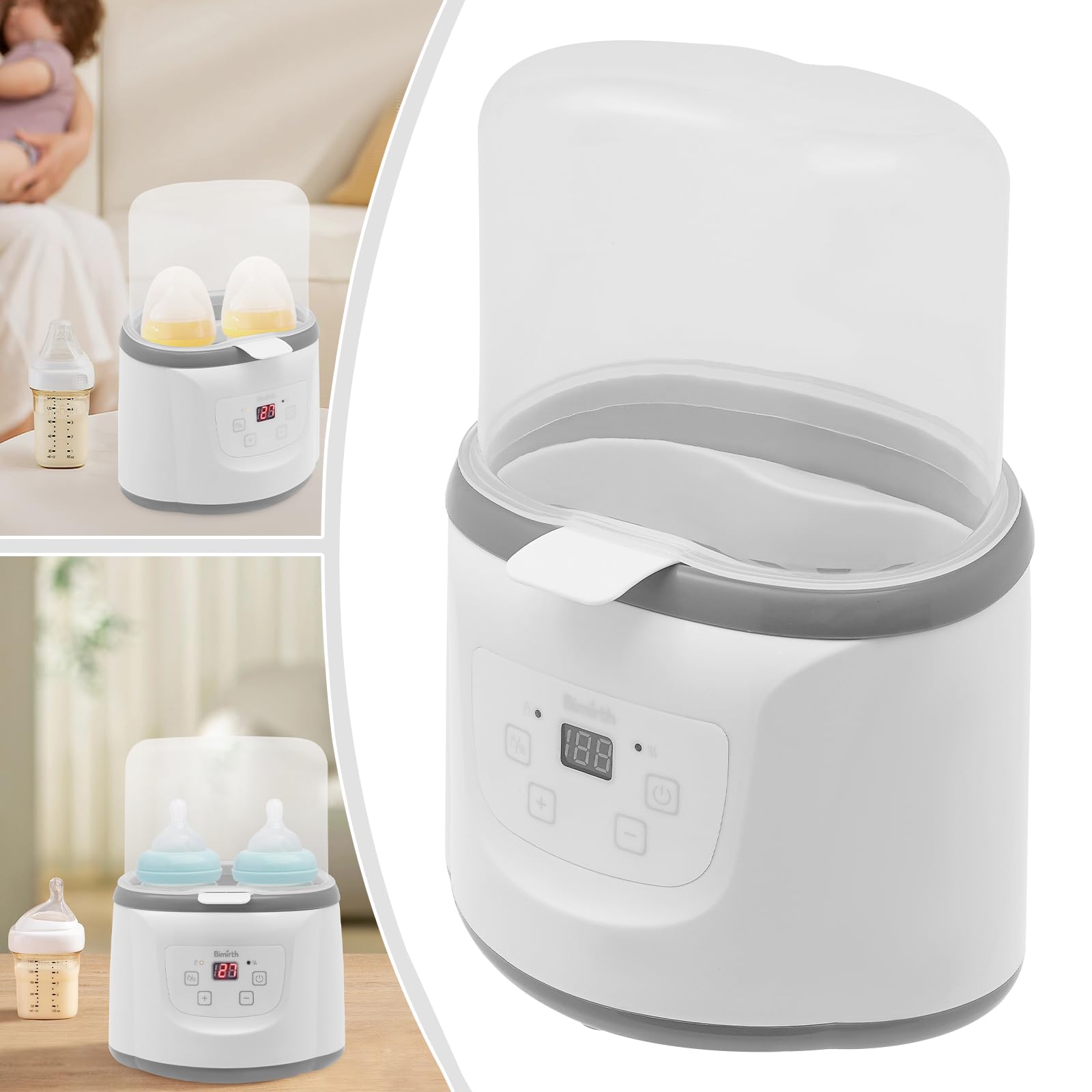 Calentador de alimentos para bebés, 6 en 1, calentador de biberones, calentador de leche para familias, habitación infantil, guarderías, para calentar la leche, color blanco, 19,5 x 27 cm