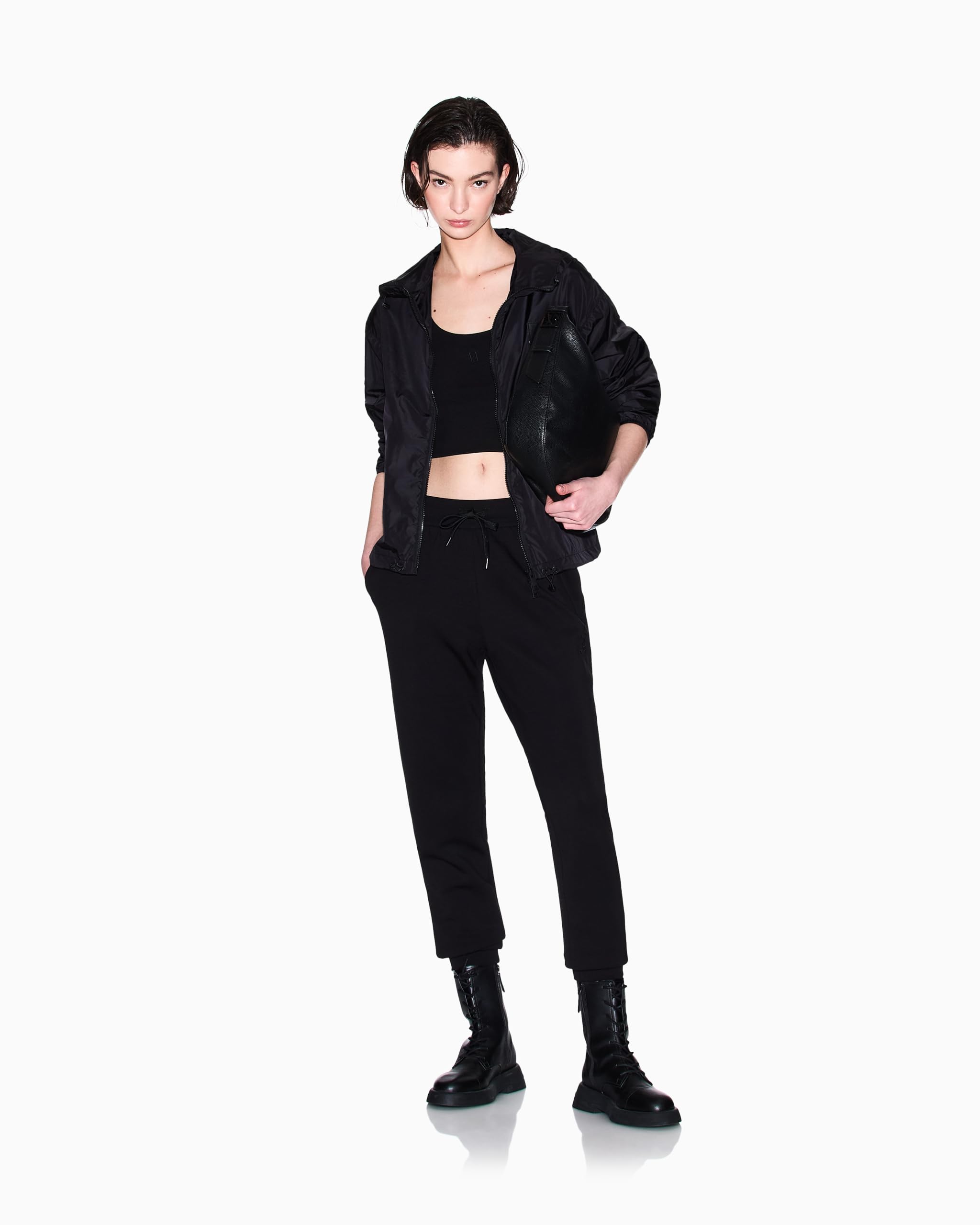 Armani Exchange Women's Icon Project, Embroidered Tonal Logo, Vest, Black, XS