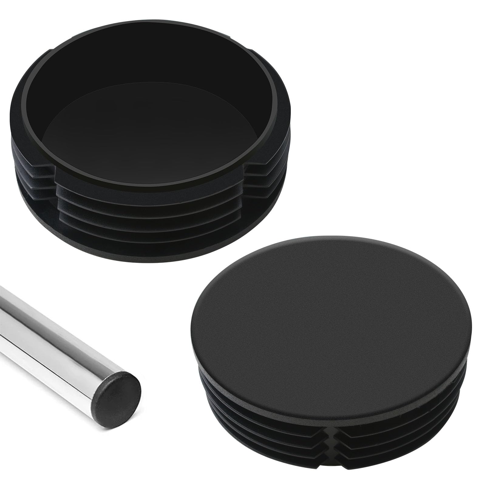 2 Pcs 110MM 4" Round Plastic Blanking Cap Soil Waste Pipe Cap Tubing Plug Post End Caps for Underground Drain Soil Pipe Fittings Furniture Leg Insert Glide Protection for Chair Shelf Push Fit Design