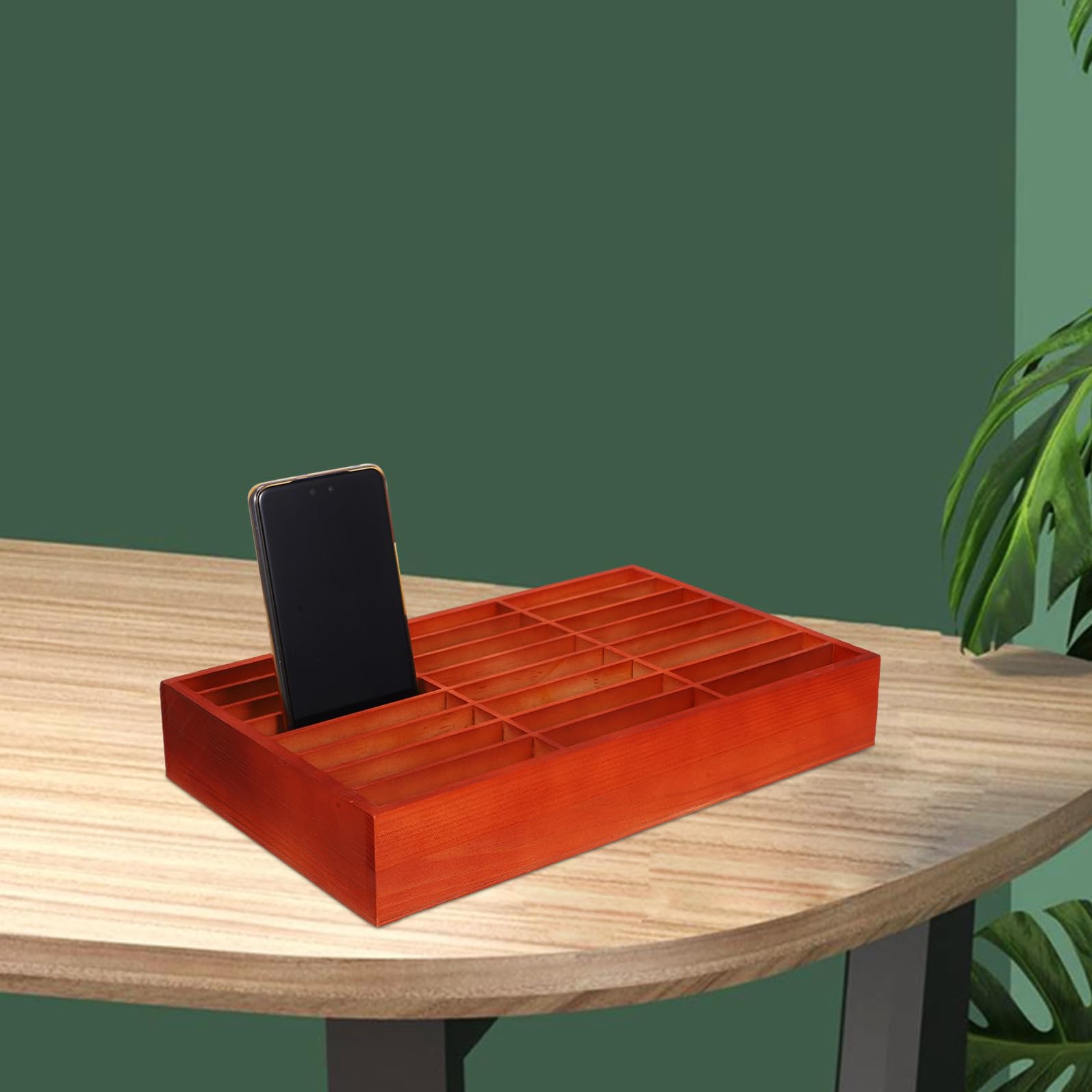 iplusmile Scatola Portaoggetti Scomparti Multipli in Legno per Cellulari Organizer Multi-scomparto Supporto Spazioso per Gestione e Esposizione Telefoni per Ufficio, Aula e Sala Riunioni