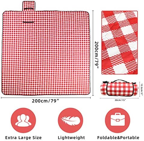 Lahawaha Picnic Blankets, Extra Large Picnic Blanket 79‘’x79'' Waterproof,Great for Beach, Camping, Park, Grass(Red and White). 5 Lahawaha Picnic Blankets, Extra Large Picnic Blanket 79‘’x79'' Waterproof,Great for Beach, Camping, Park, Grass(Red and White).