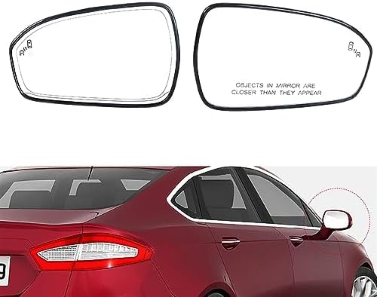 Szkło lusterka bocznego samochodu, dla Mondeo 2013-2018 Wersja amerykańska Podgrzewane boczne lusterko wsteczne Auto Drzwi zamienne Lusterko boczne samochodu (B Right) Lusterko (B Right)