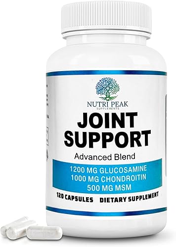 Nutri Peak Supplements - Soporte articular, suplemento articular de glucosamina condroitina MSM para hombres y mujeres, 1200 mg de glucosamina, 1000