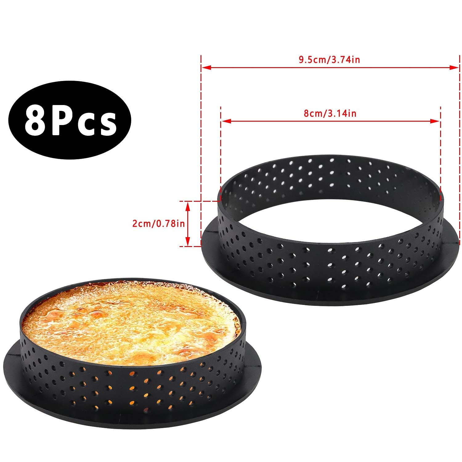 6 Anelli Per Crostate Forati - Plastica Alimentare, Diametro 80mm, Per Mousse E Dessert