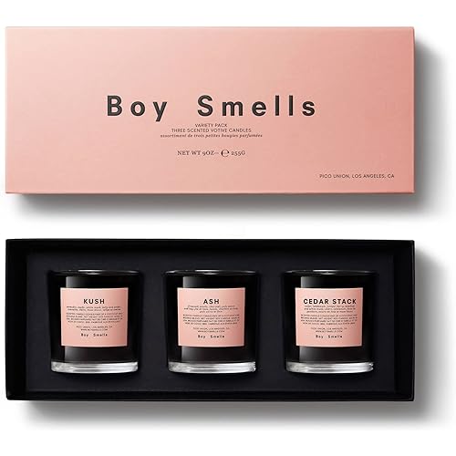 Boy Smells Original, Ash & Cedar Stack Votive Candle Set | 18 Hour Long Burn Each | All Natural Beeswax & Coconut Wax | Luxury Scented Candles (3 Pack, 3 oz Each)
