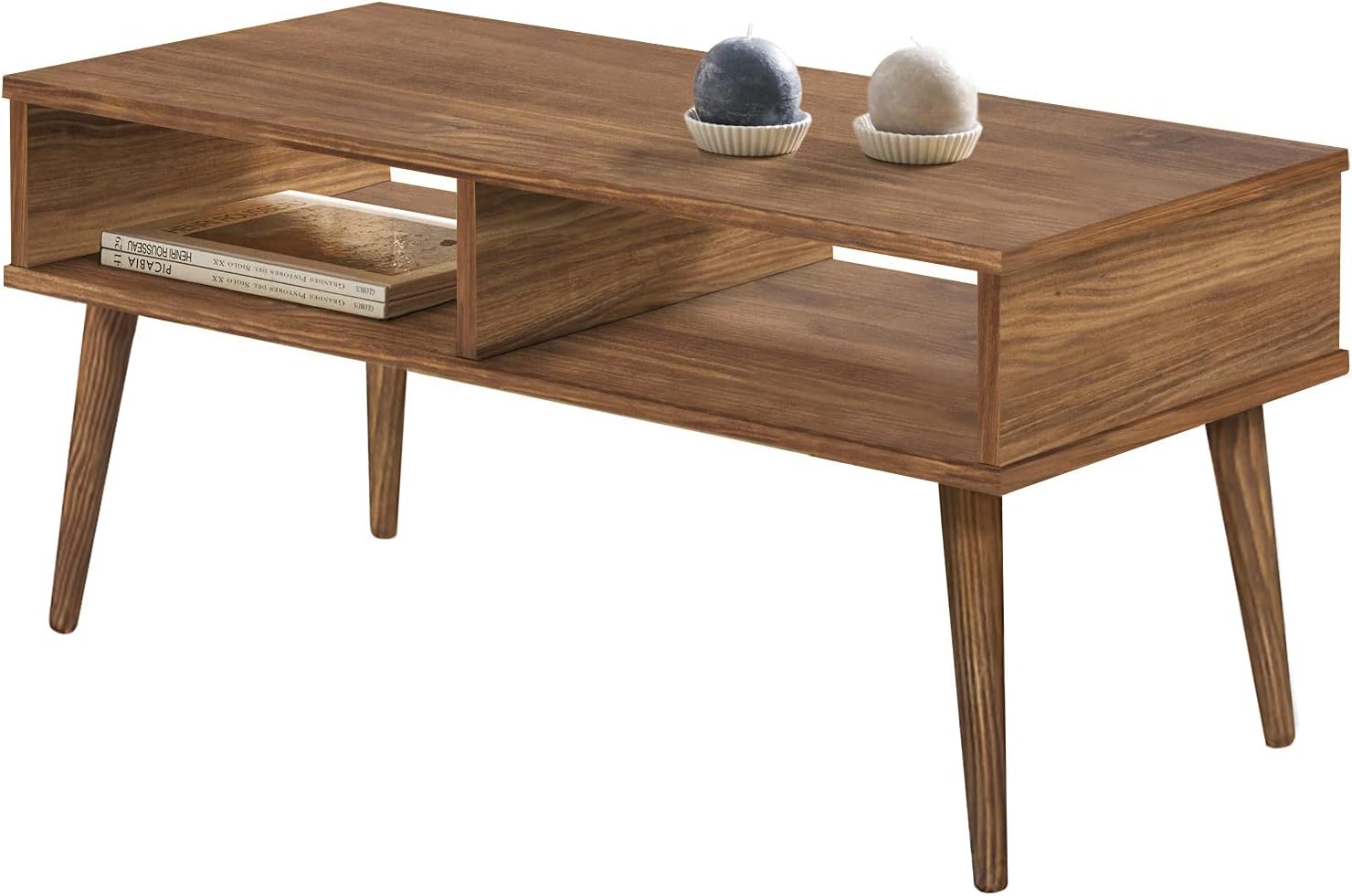 Hogar24 - Vintage Design TV Stand for Living Room, Two Compartments, Natural Solid Wood, Hand-Crafted,100 cm x 50 cm x 49 cm