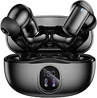 Fones de Ouvido Bluetooth Sem Fio 60 Horas de Reprodução Fones de Ouvido Esportivos IPX5 À Prova D'Água Fones de Ouvido de Graves Profundos para iOS Android, Preto