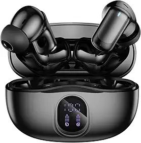 Fones de Ouvido Bluetooth Sem Fio 60 Horas de Reprodução Fones de Ouvido Esportivos IPX5 À Prova D'Água Fones de Ouvido de Graves Profundos para iOS Android, Preto