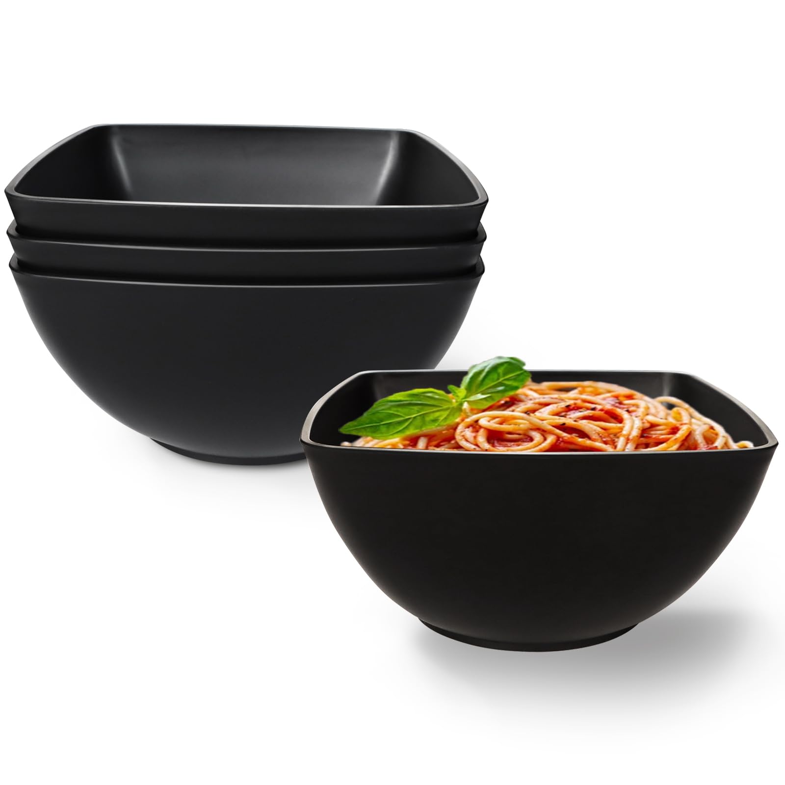 ICEBLUEOR Reusable Plastic Serving Bowls Set of 4, 6 inch BPA Free Unbreakable Salad Bowls Crisp Bowls for Noodle, Snack, Fruit, Party, Camping, Picnic, Microwave and Dishwasher Safe