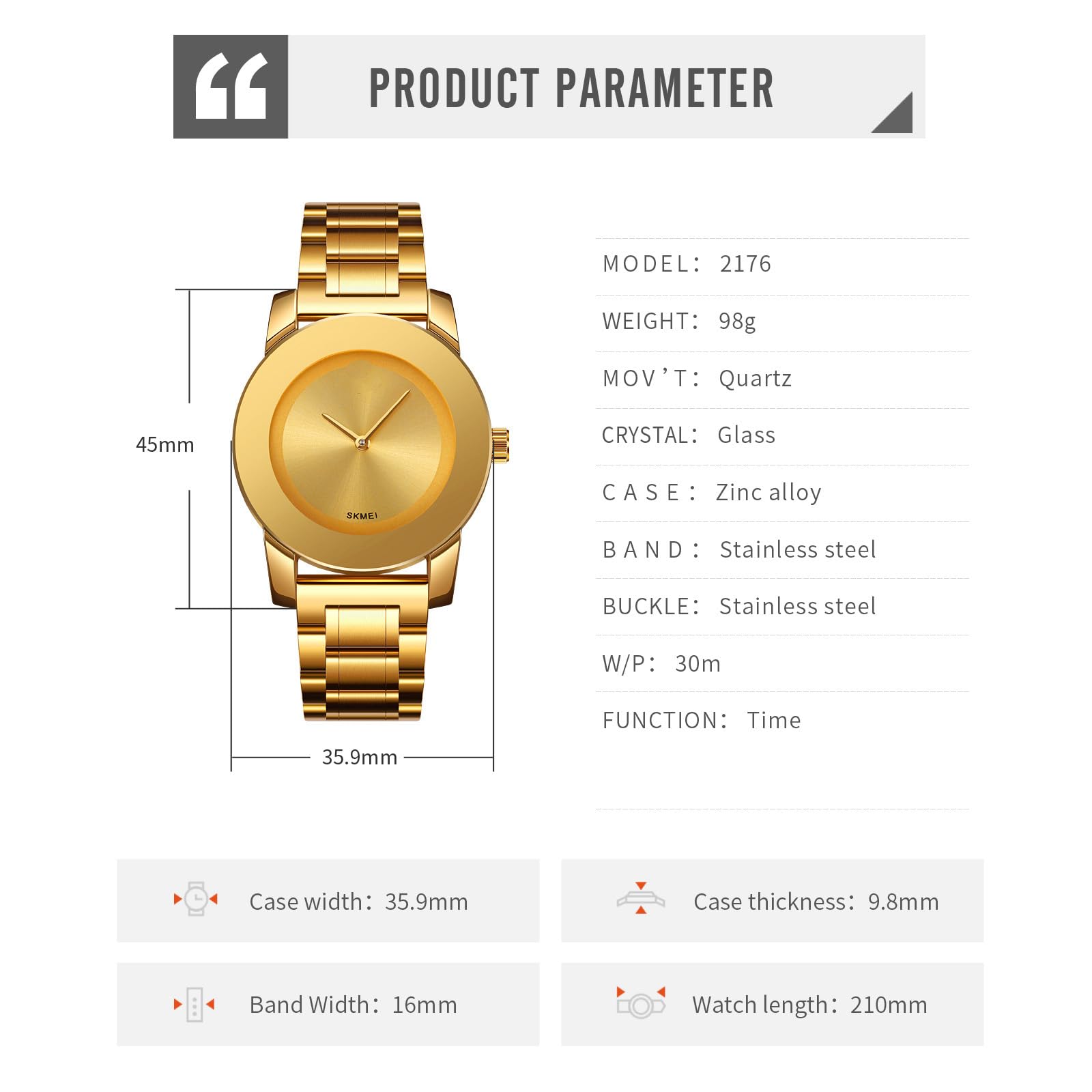 Gosasa Elegante reloj unisex de cuarzo impermeable de acero inoxidable con detalles de diamante, reloj de pulsera minimalista de lujo informal para hombres y mujeres