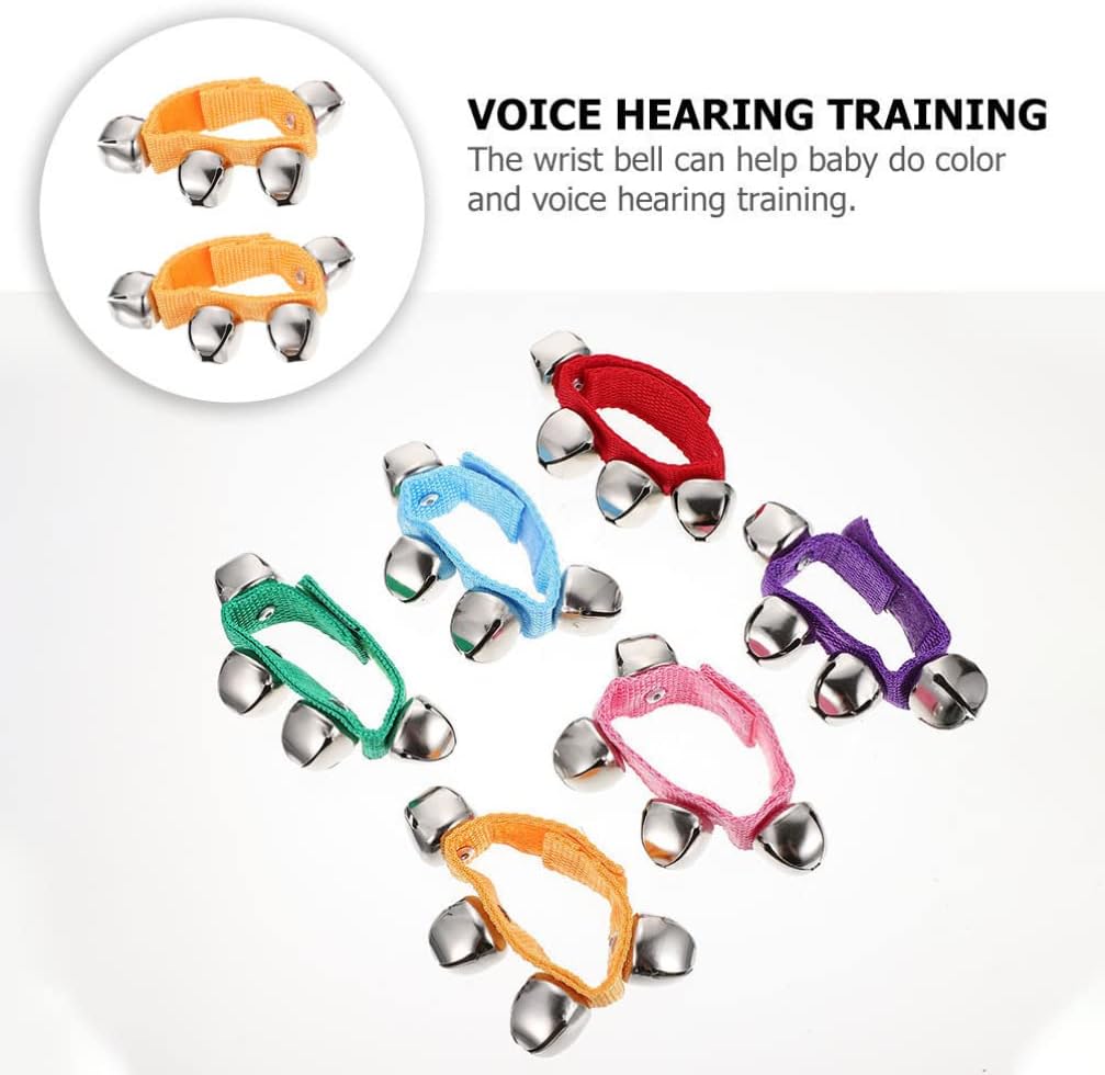 ERINGOGO Wrist Band Jingle Bells: 2pcs Christmas Hand Percussion Rattle Musical Rhythm Wristband Hand Bell Bracelet Musical Rhythm Instrument for School Kids Baby Infant Newborn Gift Orange : Musical Instruments