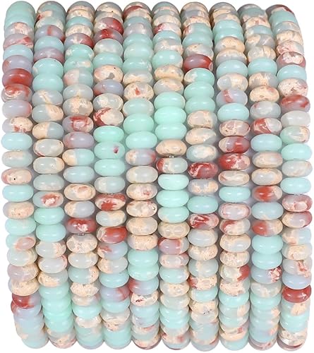 Miniatura 8 de Cuentas de piedra de disco de imagen marrón natural de 0.156 x 0.079 pulgadas, 160 cuentas de piedras semipreciosas sueltas para diseño de joyería